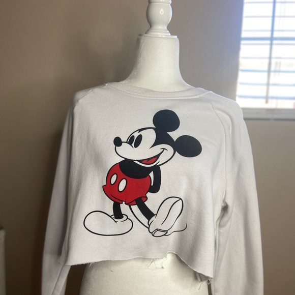 White Mickey crop top sweater - Picture 1 of 3